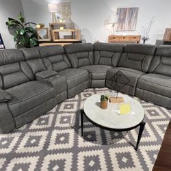 Higgins  Upholstered Power Sectional Grey 