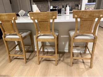 3 Rattan Farmhouse Counter Stools