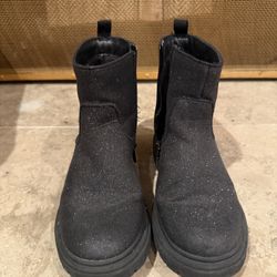 Girls Black Glitter Boots - Size 1