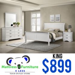 King Size 4-piece Bedroom Set White
