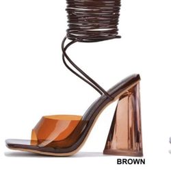 Brown Clear Heels 