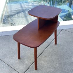 RETRO MCM MODERN Maxwell Mid-Century Mahogany 2 Tier Shelf End Table NIGHTSTAND