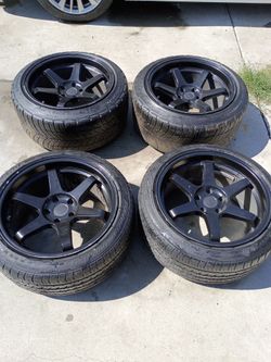 18" JDM Style Black Rims & Tires 5x114.3 - Fits Genesis, Infiniti, Nissan