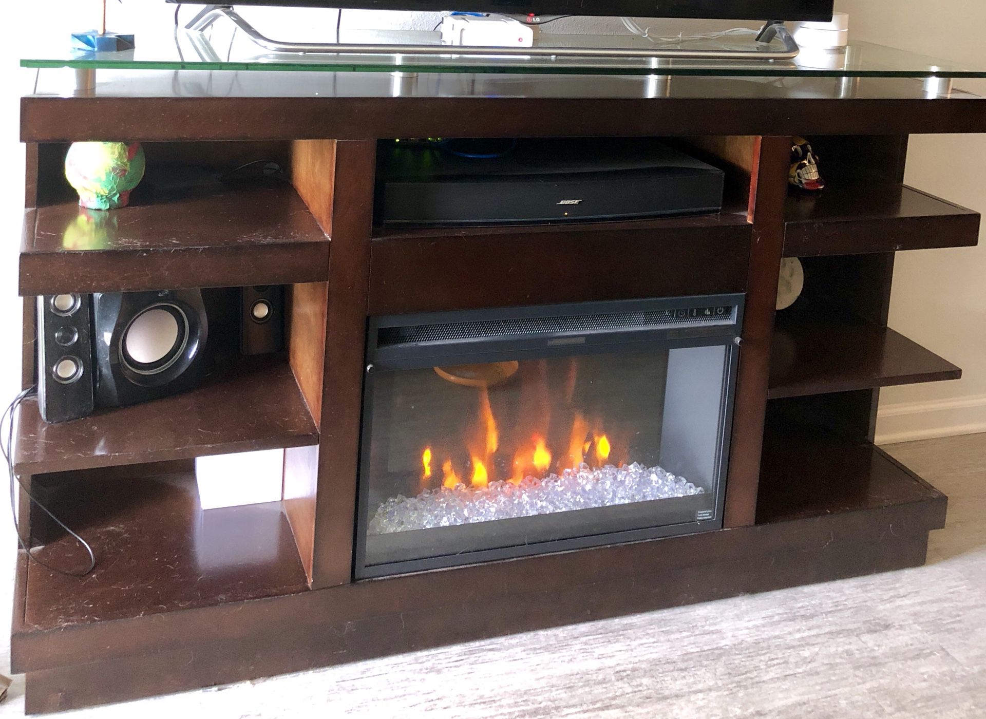 Tv stand with fireplace