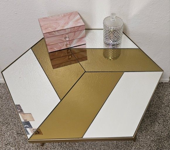 Stunning Gold And Mirror Accent Table