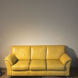 Free Yellow Leather Factory Couch