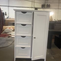  Bathroom Storage Cabinet with 4 Drawers, Freestanding Floor Storage Cupboard with Adjustable Shelf, Entryway Cabinet for Living Room, Bathroom  💥bra