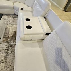 White Sectional With Table 