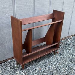 Vintage Mid Century Modern MCM Danish Wood Book Case Record Rack Stand