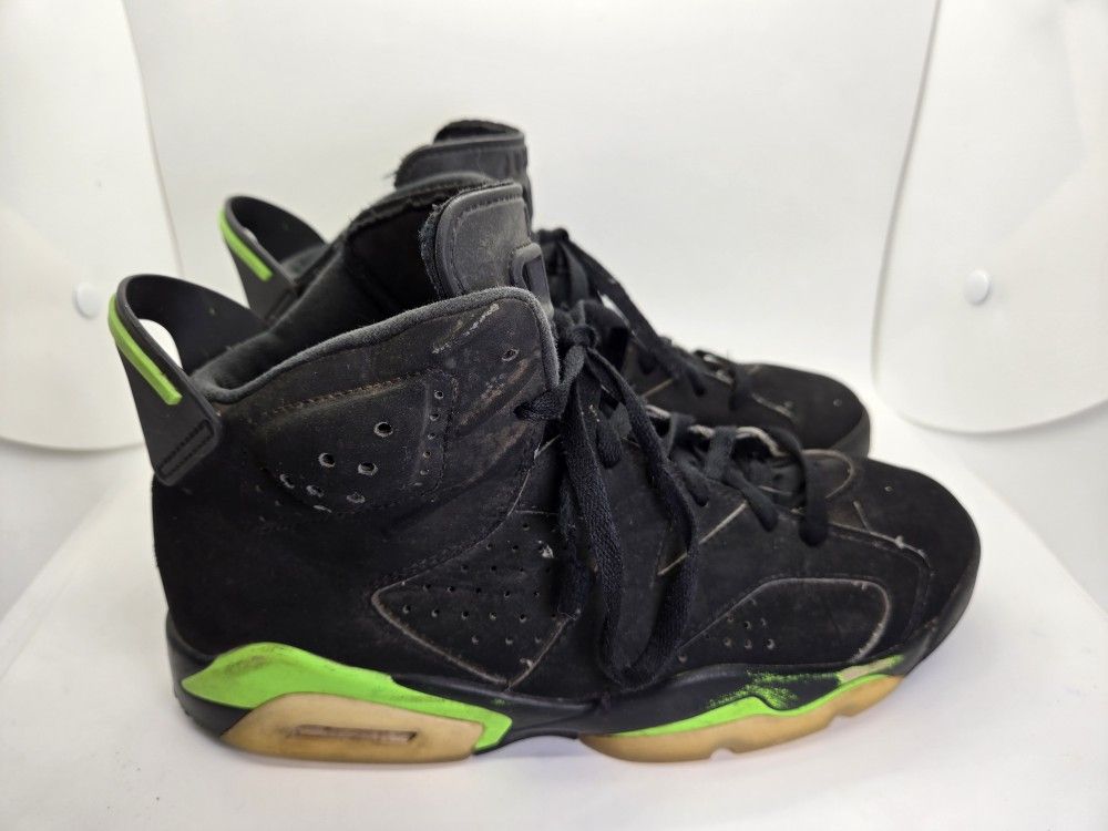 Air Jordan 6 Retro Shoes Men's 7.5 Black Electric Green Casual Athletic Sneakers