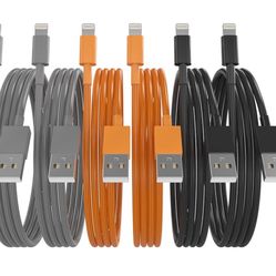 iPhone Charger Lightning Cables [Apple MFi Certified], 3/3/6/6/6/10 ft, Nylon Braided Fast Charging for iPhone/iPad, 6 Pack, Gray/Orange/Black