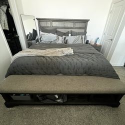 King Size Bed Frame With Built-in Storage Bench