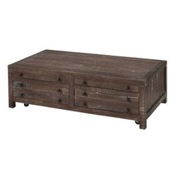Cottage Coffee Table 55” Long in Solid Wood in Java