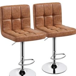 Yaheetech Bar Stools Set of 2, PU Leather Swivel Barstools.