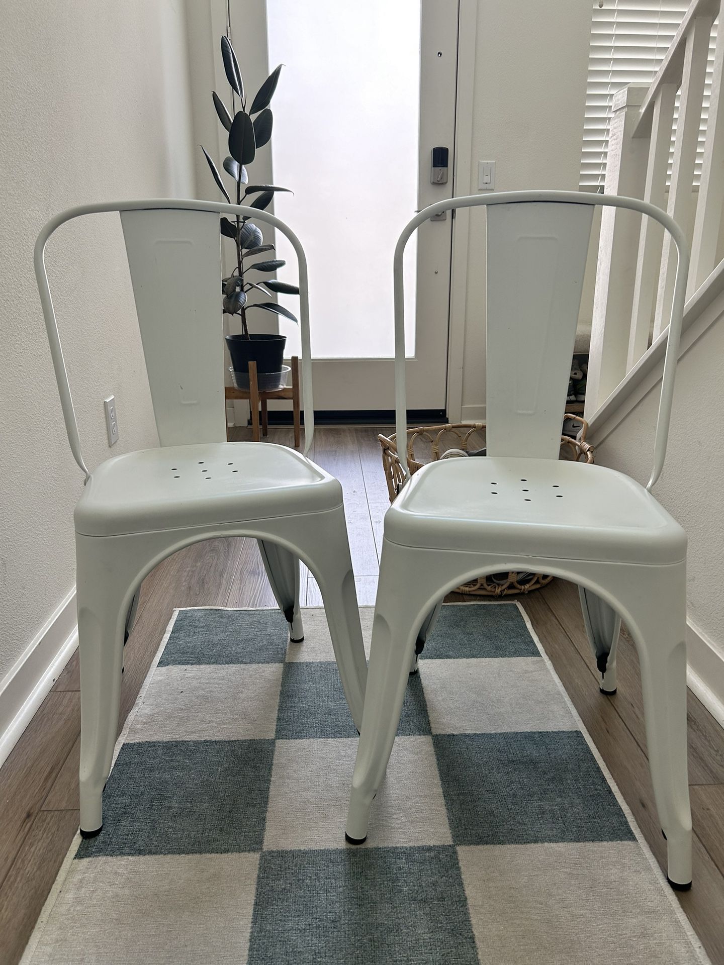 White Metal Dining Chairs