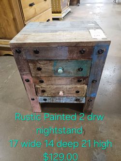 Rustic Painted Wood 2-Drawer Nightstand We are located at 2811 East Bell road. Another Time Around Furniture.