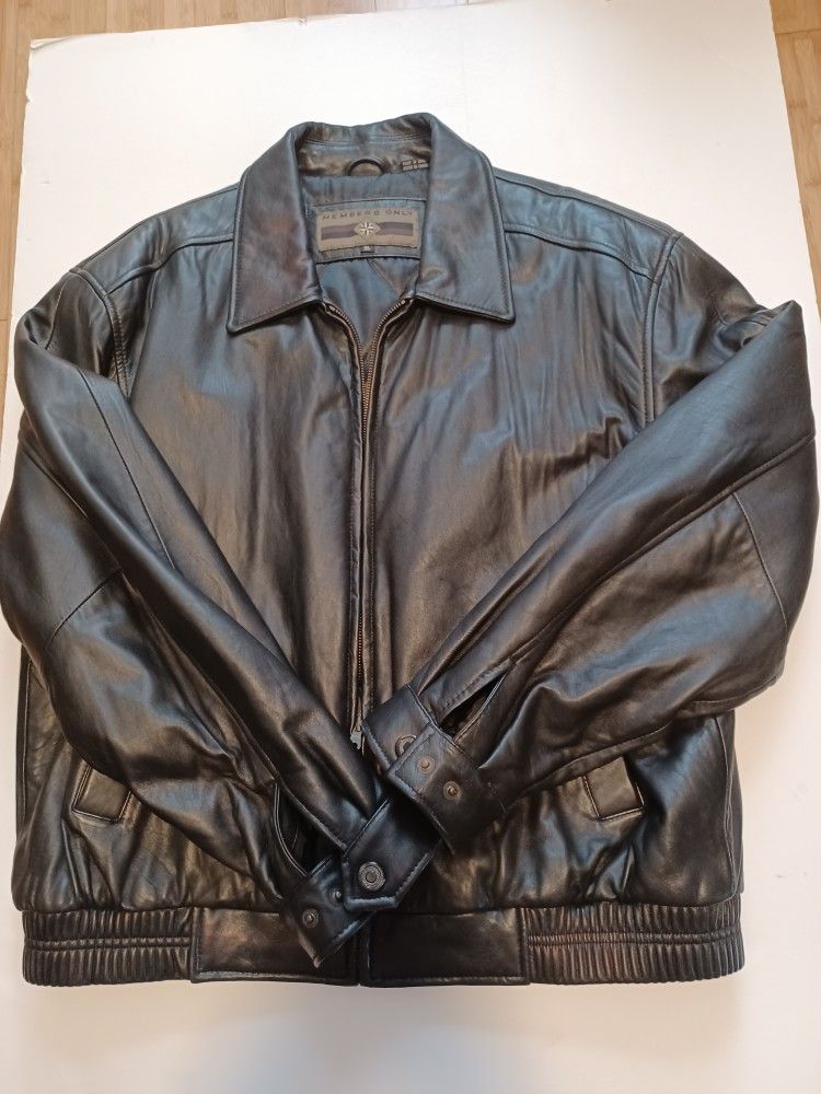 Members Only Genuine Leather Zip Up Men's Jacket Size Large