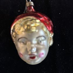 Antique Blown ‘Boy In Nightcap’ Mercury Glass Ornament 