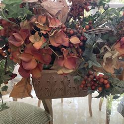 Dried Flower Centerpiece with Metal Pot