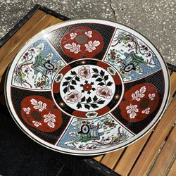 Japanese Imari Porcelain Plate Floral Rickshaw Birds 18" (X-large) 
