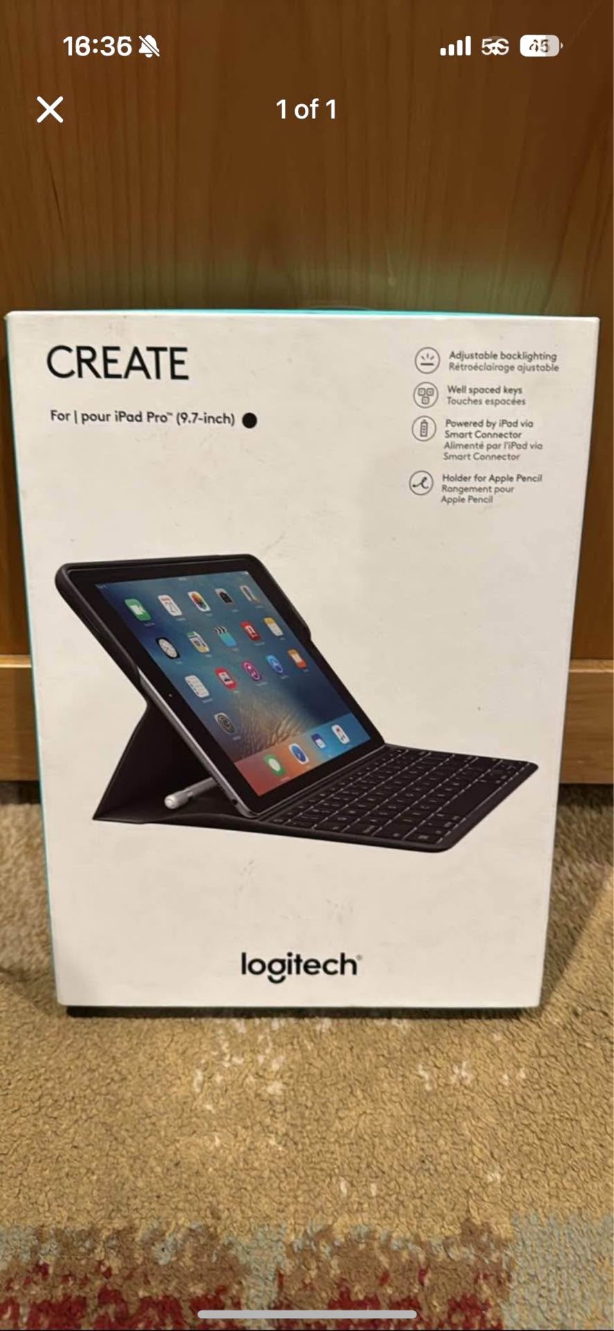 Create Logitech Bluetooth Keyboard Case for Apple iPad Pro 9.7” w Pencil Holder Brand New $25