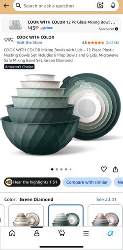 Cook With Color 12-Piece Nesting Mixing Bowl Set