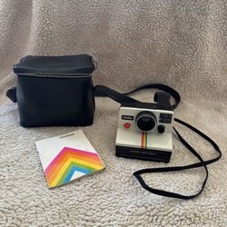 Vintage Polaroid one step white rainbow  stripe instan camera SX-70