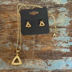 Triangle Necklace Set Brazilian gold filled