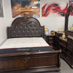 One Time Offer😱Gorgeous Chocolate Solid Wood 5pc Bedroom Set $1999