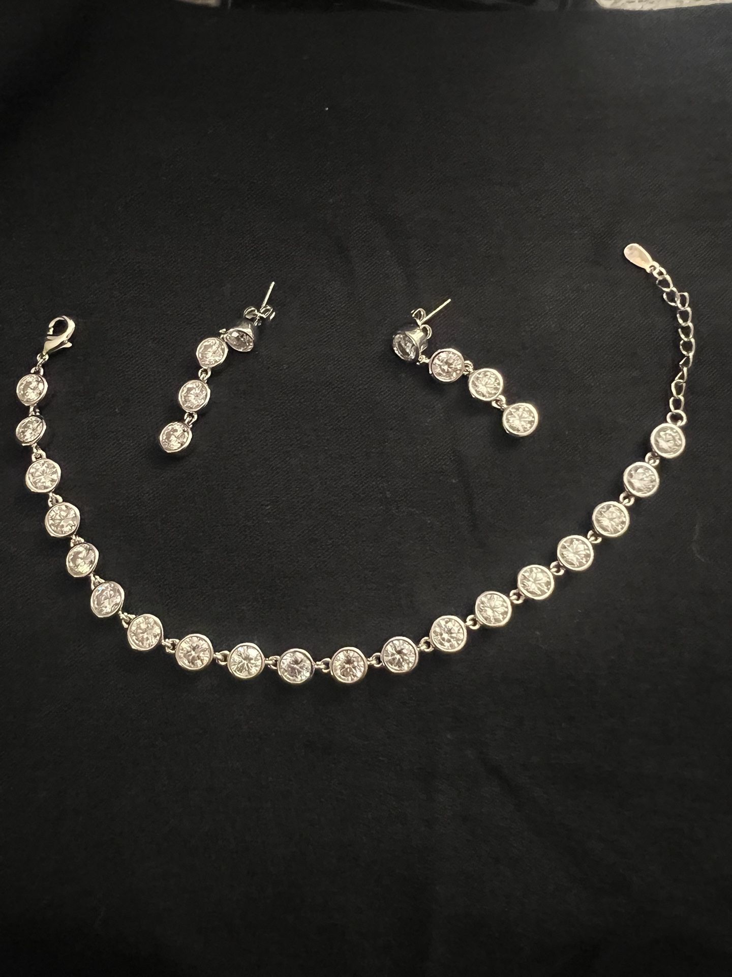 Moissanite Bracelet And Earring Set