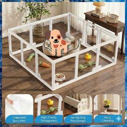 White 23" Portable Dog Playpen with Door Locks, 12-Panels. New, in Box.