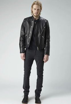 Acne Studios Neil Taped Black Leather Jacket Size Medium