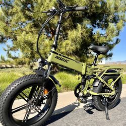 ✅ BRAND NEW - 1000 Watt Electric Folding Bike, Power regen Tech, Fat Tire, Full Suspension(Black-OR-Army Green)PX6 Pro Paselec ⚡️