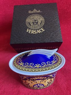 VERSACE MEDUSA BLUE SUGAR BOWL ** STORE CLOSING ~ See more RARE & VINTAGE items
