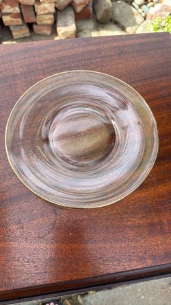 Vintage Clear Glass Plate with Gold Rim