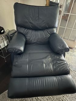 Blue Faux Leather Recliner