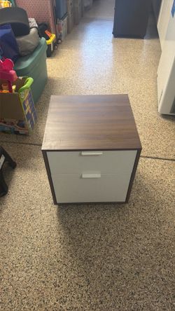 2-Drawer Filing Cabinet Walnut and White