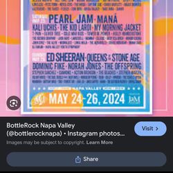 Bottle Rock Tickets For Saturday May 4th $290
