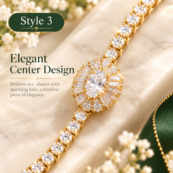 ✨ Style 3 – Luxury Gold-Tone Oval Crystal Tennis Bracelet ✨