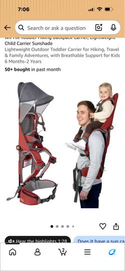 WIPHA Toddler Hiking Backpack Carrier, Lightweight Child Carrier Sunshade
