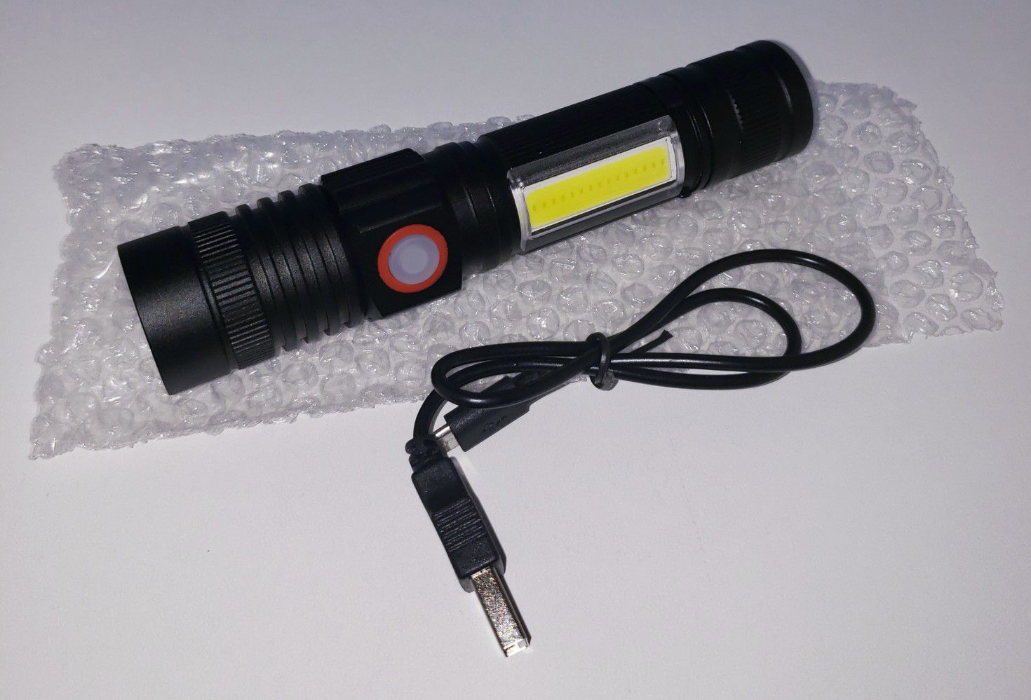 Rechargeable Flashlight with Magnetic Base & COB, LED Tactical Flashlight w. 4 modes