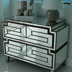 Vintage geometric mirrored Dresser Chest