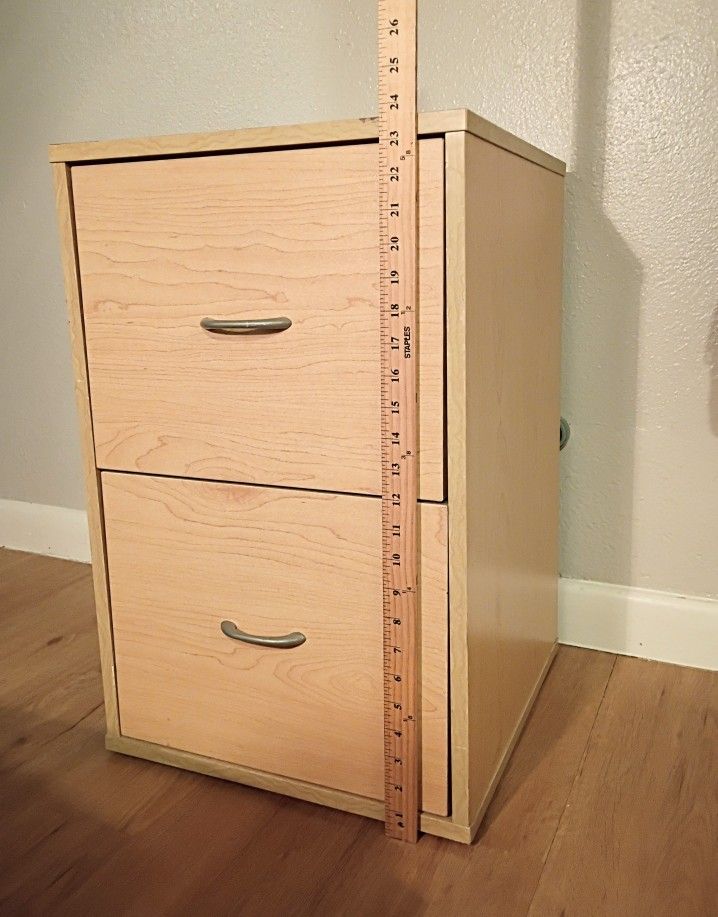 Two Drawer File Cabinet 24" Tall 16" Deep 15" Wide Solid Wood Works Great Home Office 