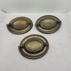 Vintage Brass Drawer Pulls Hepplewhite style Hardware 3.25"