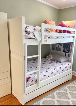 Room & Board twin bunk bed white  with trundle