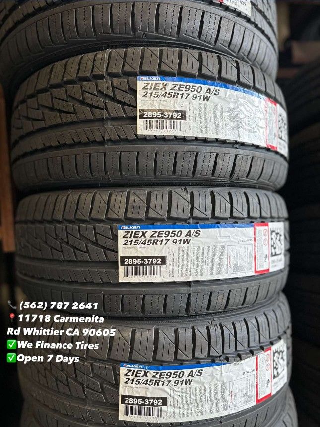 215/45R17 Falken Set of Tires Installed and Balanced Set de Llantas Nuevas Instaladas y Balanceadas