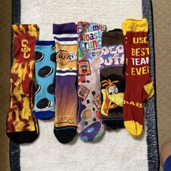 USC Oreo Cinnamon Toast Crunch Lakers Cocoa Puffs Sock Bundle 5 Size Mediums 1 Size Small