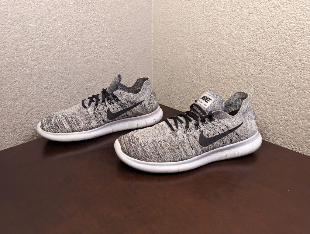 Nike Mens Free RN Flyknit 880843-101 Grey Fabric Running Shoes Sneakers Size 12