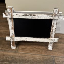 Distressed White Wood Chalkboard Easel