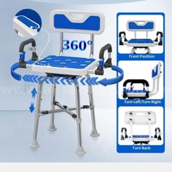 Swive Heavy Duty Shower Chair With Arms And Back, 500kbs Limit